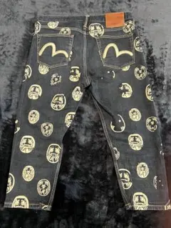 EVISU 2001 32 チェックハーフパンツ 白カモメ 半ズボン ショーツ