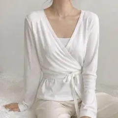 Whim Gazette ウィムガゼット カシュクールラップニット 春ニット 綿のサムネイル