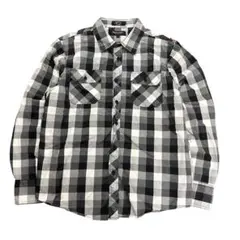ブロックチェックシャツ　長袖　ブラック　 L 古着8BS1