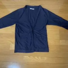 ikka ネイビー ボタン付き五部袖カーディガン Lサイズ