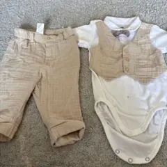 H&M ベージュ ベスト付きロンパース