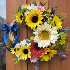 ☆一点物☆花束をそのままリースに閉じ込めたような華やかなエレガント