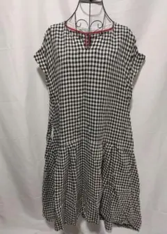 センソユニコ　J.branche ギンガムチェック フレアロングワンピース 半袖