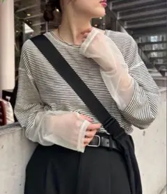 チャオパニックティピー　チュールシアーボーダーTシャツ