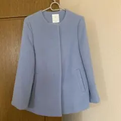 未使用　VISノーカラーコート　ジャケット　水色　Sサイズ　綺麗系　ミディ丈
