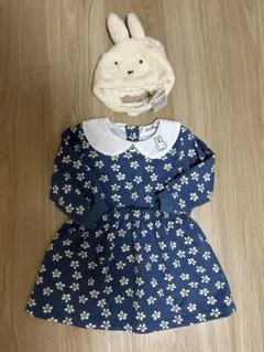 miffy 花柄ワンピース 80cm 帽子付き