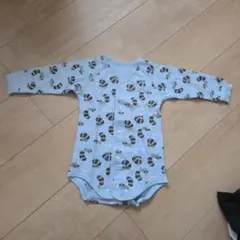水色 動物柄 長袖 ベビーシャツ肌着 サイズ80