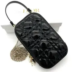 【最高級美品】ディオール カナージュ フォンホルダー パテント ブラック 129