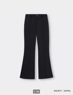 GU カットソーフレアスラックス　丈長め　ブラック　S