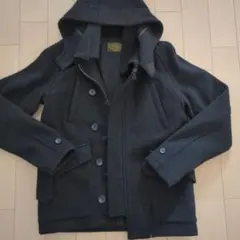 STOOGE & CO. フード付き黒ウールコート