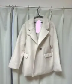 chico シャギーコート　白