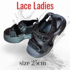 Lace Ladies スパンコール 厚底 スポーツサンダル 黒 40 25cmのサムネイル