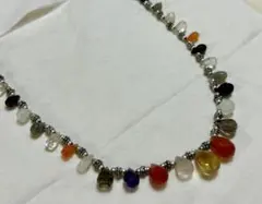 天然石　ロングネックレス