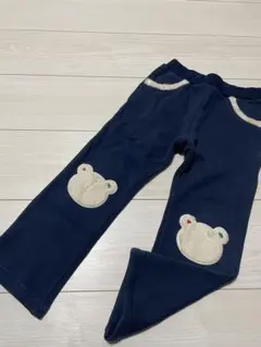 H59 ホットビスケッツ★くまさんロングパンツクマ刺繍 ネイビー