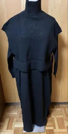 【新品未使用】ヤマダヤスコットクラブ系列YORTロングニットワンピース＋ベスト