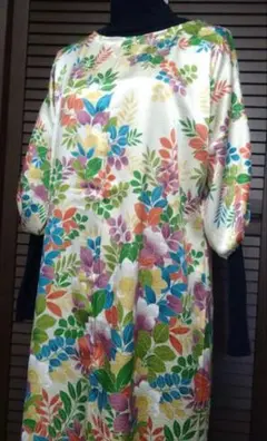 正絹・ゴールド系花柄ワンピース