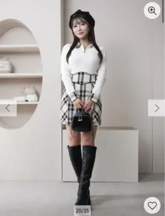 LIP SERVICE チェックカラーリブニット セットアップ