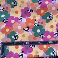 生地…パンダ柄(お花)生地幅×50cm…入学準備等などに(*^_^*)