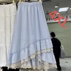 フレアスカート レース ロング 大きめ ゆったり aライン 春夏 LKGA027