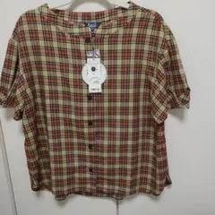 新品⬜ジュンコシマダ　接触冷感　洗濯機で洗える　チェックブラウス　L〜　13号