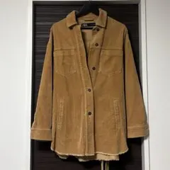 ZARA ベージュ Sサイズ コーデュロイ ベルト付きシャツ　ジャケットのサムネイル