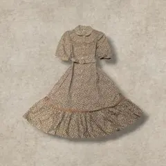 新品　80vintage　ワンピース　小花　ブラウン　昭和レトロアンティーク