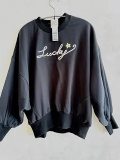 バルーンスリーブ ロゴスウェット ブラック