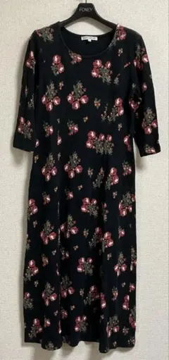 美品★ローラアシュレイ★7分袖★コットン★ロングワンピース★ローズブーケ★S～M