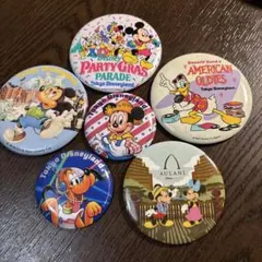 希少【昭和レトロ】東京ディズニーランド　缶バッジ 6個セット ハワイアウラニ限定