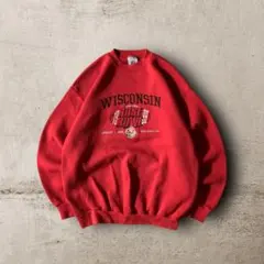 USA製90s LOGO7ウィスコンシン大学カレッジスウェットヘビーウェイト赤Lのサムネイル