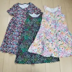 H&M フラワープリント 半袖ワンピース ノースリーブ　120 6-8Y