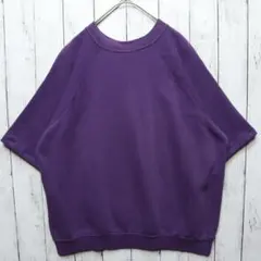 繭*様 メンズL【A品】80s-90sUSA生地ヘインズ半袖スウェット無地紫16