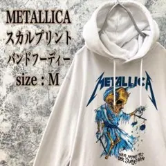 IS501 大人気US古着メタリカデカスカルプリントロゴ米国バンドフーディー希少