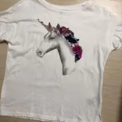 美品 GAP 140 女の子 スパンコール 半袖 Tシャツ