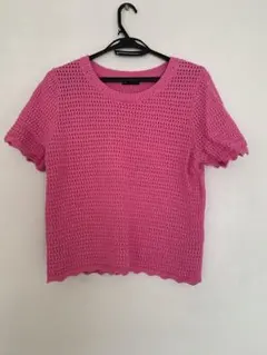 GAP ピンク クロシェセーターLサイズ