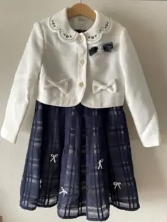 ELLEフォーマルワンピースセット 130cm ホワイト/ネイビー