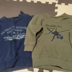 飛行機・ヘリコプター柄トレーナー2点セット