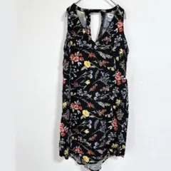 OLDNAVY ノースリーブワンピース 花柄 L 黒 レーヨン お出かけのサムネイル