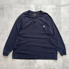 carhartt カーハート　ビンテージ　ヘンリーネック　ロンT　ポケット　紺