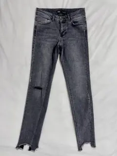 ZARA ラインストーン ブラックデニム スキニー パンツ EUR36