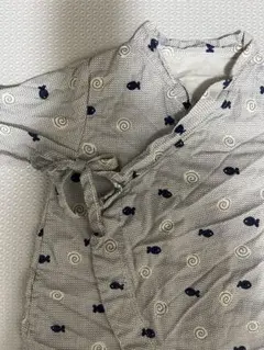 エリカランド　日本製　魚柄 甚平 白とグレー