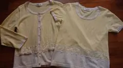 レッセパッセ パステルイエロー×ホワイトレースの春アンサンブル ３８