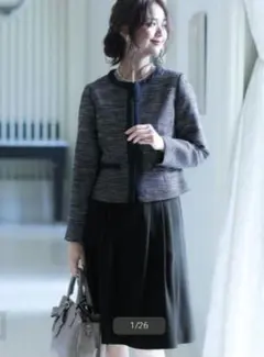 プールヴー★ノーカラースカートスーツ★ツイード★入学式卒業式