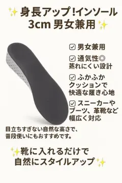 新品未使用☆身長アップ！インソール 3cm 男女兼用☆