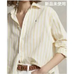 【新品未使用✨】ポロラルフローレン　リネン長袖ストライプシャツ ポニー刺繍