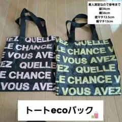 マチ付きナイロン製エコバッグ 　ピンクと黒　カーキと黒のデザイン2個セット