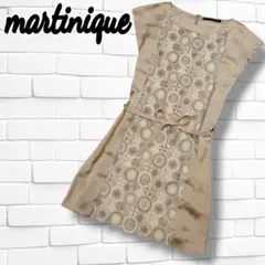 【美品】martinique ベージュ レース模様 半袖チュニック ベルト付のサムネイル