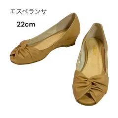 【未使用品】 エスペランサ クロスリボン オープントゥ パンプス 靴 22cm