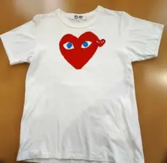 訳あり希少 コムデギャルソン ハートロゴ 青目ハート 半袖Tシャツ 刺繍