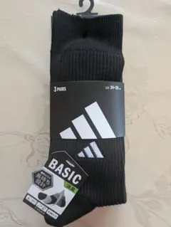 adidas ソックス 3足組 ブラック 24-26cmのサムネイル